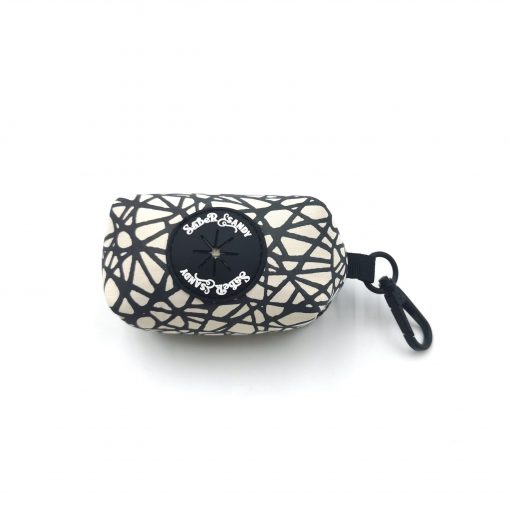 Reflective Visibility Poo Bag Holder Cobble Stone Print-WHITE