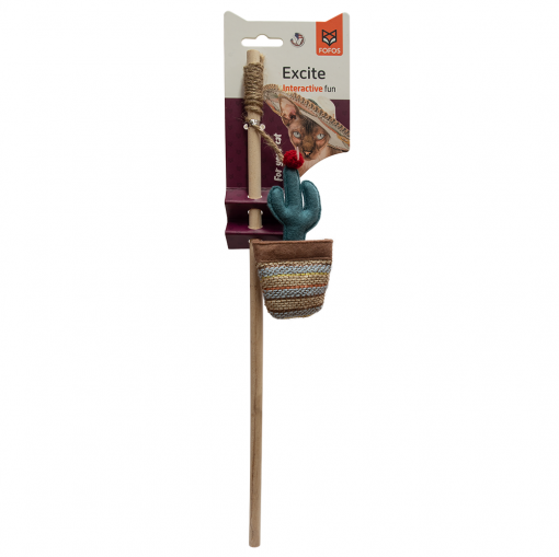 FOFOS Dark Green Cactus Wand Cat Toy