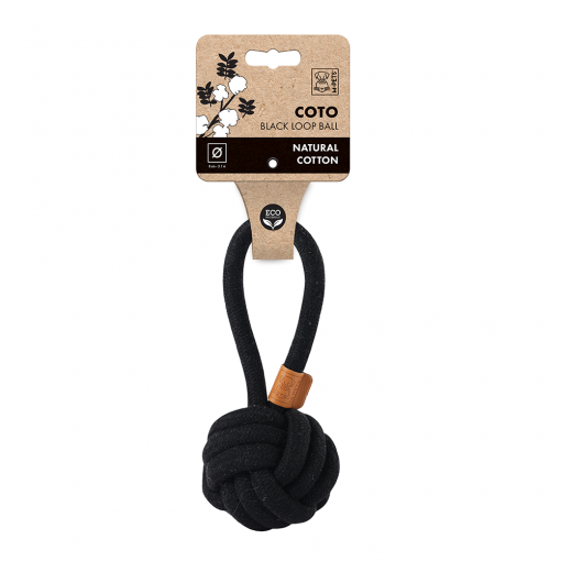 M-PETS Coto Black Loop Ball M Eco Friendly Dog Toy-8CM