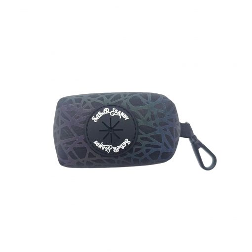 Reflective Visibility Poo Bag Holder Cobble Stone Print-BLACK