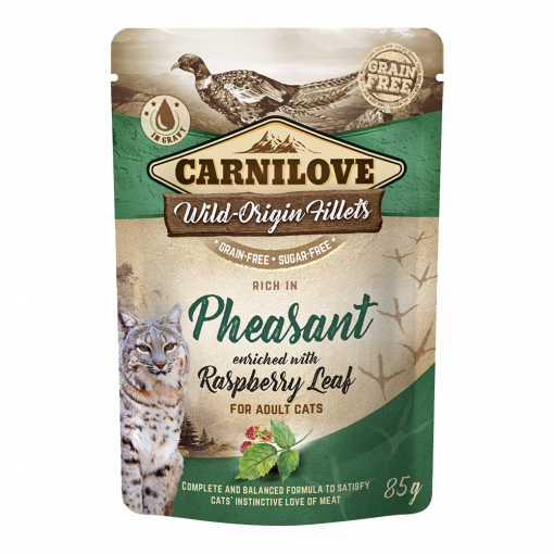Carnilove Pheasant enriched with Raspberry Leaves for Adult Cats (Wet Food Pouches)