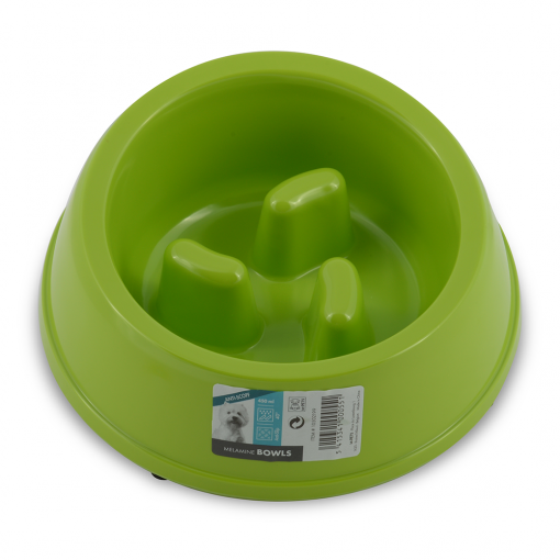 M-PETS Melamine High Back Slow Down Bowl Green 450ml