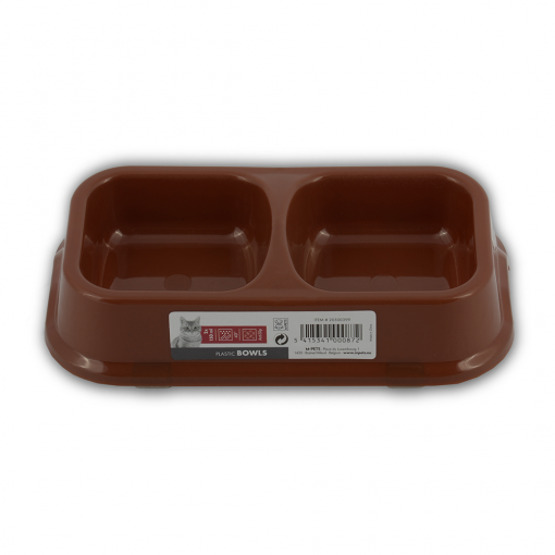 M-PETS Plastic Double Bowl Brown 2x150ml