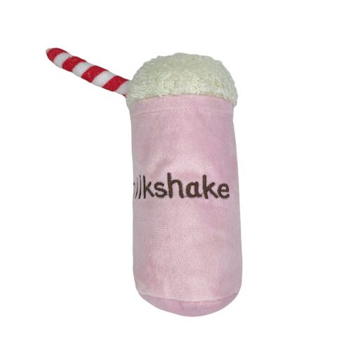 Strawberry Milkshake Dog Toy with Squeaker